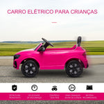 Carro Elétrico Infantil acima de 3 anos Licença Audi RS Q8 com Bateria 6V Controle a Distância Música MP3 Buzina e Luzes Velocidade Máx. 3km/h 101x62x51cm Rosa