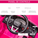 Carro Elétrico Infantil acima de 3 anos Licença Audi RS Q8 com Bateria 6V Controle a Distância Música MP3 Buzina e Luzes Velocidade Máx. 3km/h 101x62x51cm Rosa