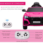 Carro Elétrico Infantil acima de 3 anos Licença Audi RS Q8 com Bateria 6V Controle a Distância Música MP3 Buzina e Luzes Velocidade Máx. 3km/h 101x62x51cm Rosa