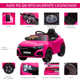 Carro Elétrico Infantil acima de 3 anos Licença Audi RS Q8 com Bateria 6V Controle a Distância Música MP3 Buzina e Luzes Velocidade Máx. 3km/h 101x62x51cm Rosa