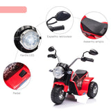 Motocicleta Elétrica Infantil com 3 Rodas Triciclo a Bateria 6V para Crianças de 18-36 Meses com Farol Buzina 72x57x56cm Vermelho