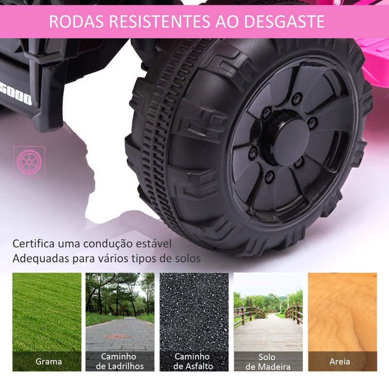 Quadriciclo Elétrico para Crianças de 18-36 Meses Veículo Elétrico a Bateria 6V Infantil com Faróis LED Velocidade 2km/h 66x44x42cm Rosa