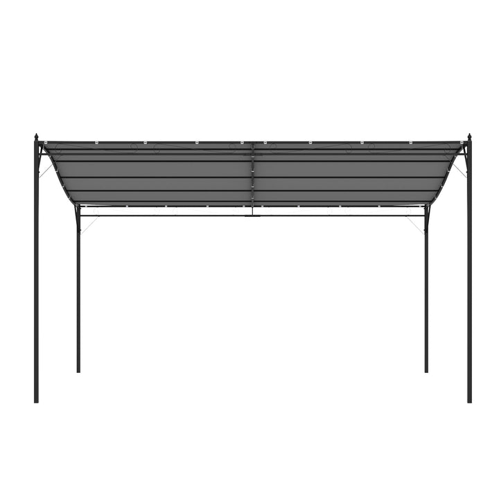 Pérgola de Jardim 4x3m Pérgola com Toldo e 4 Orifícios de Drenagem para Pátio Terraço Metal e Poliéster 180 g/m² Resistente Cinza