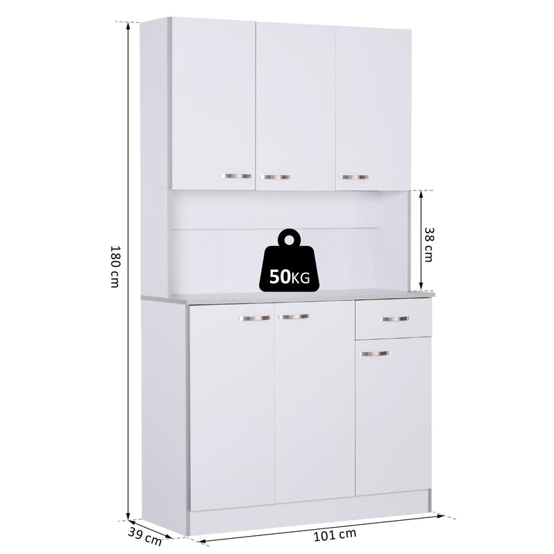 Armário de Cozinha com Prateleira Ajustável para Microondas 101x39x180 Branco