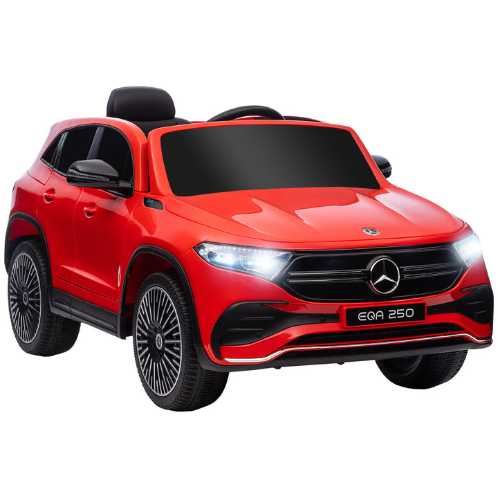 Carro Elétrico para Crianças Mercedes-Benz EQA Carro a Bateria 12V com Controlo Remoto Música Buzina Velocidade 3-8 km/h para Crianças 3-8 Anos 111,5x69x52,5 cm Vermelho