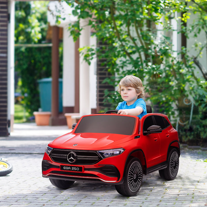 Carro Elétrico para Crianças Mercedes-Benz EQA Carro a Bateria 12V com Controlo Remoto Música Buzina Velocidade 3-8 km/h para Crianças 3-8 Anos 111,5x69x52,5 cm Vermelho