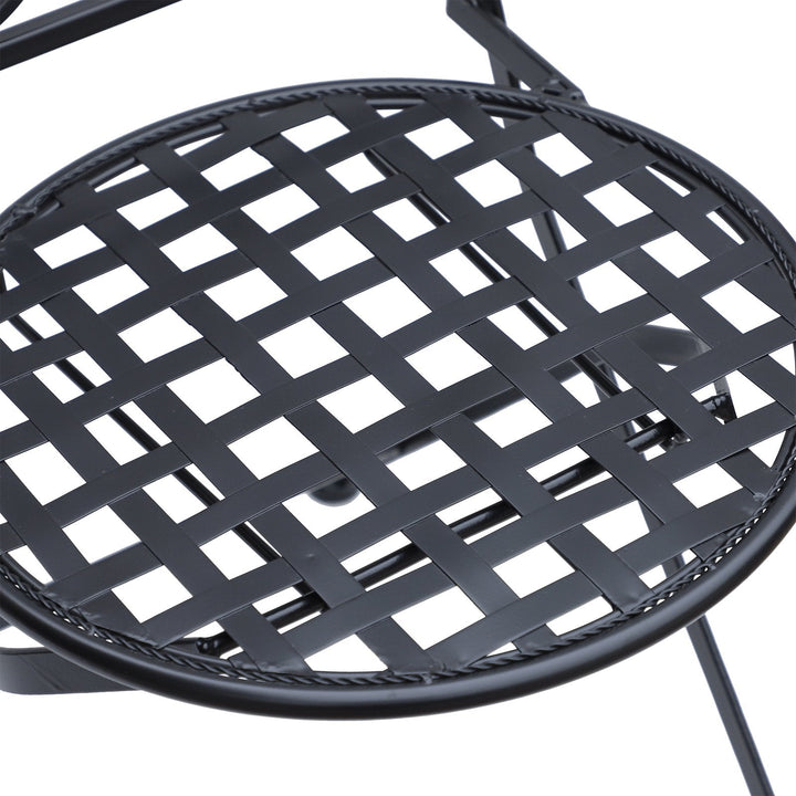 Conjunto de 2 Cadeiras Dobráveis de Jardim Bistrô Cadeira Assento Mosaico para Terraço Varanda Aço Carga 120kg