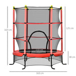 Trampolim para Crianças acima de 3 Anos Cama Elástica Infantil com Rede de Segurança e Estrutura de Aço para Interiores e Exteriores Carga 45kg 163x163x163 cm Vermelho