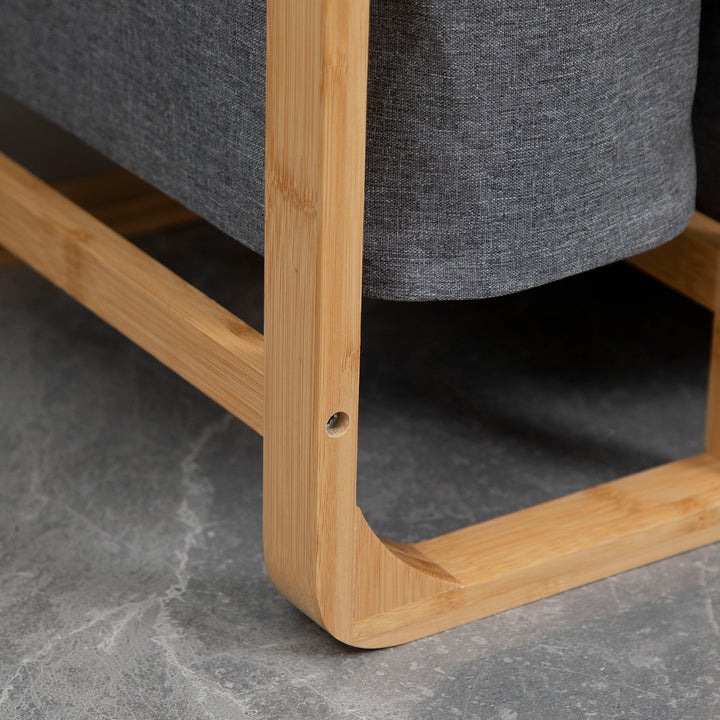 Cesto para Roupa Suja de Bambu Cesto de Roupa com 3 Bolsas de Tecido Amovíveis e Prateleira Aberta para Casa de Banho Dormitório 50x32x69,7cm Cinza e Madeira