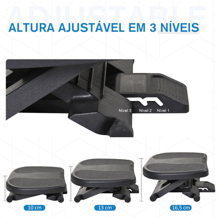 Apoio para os pés Altura Ajustável Massagem Alta Segurança Preto