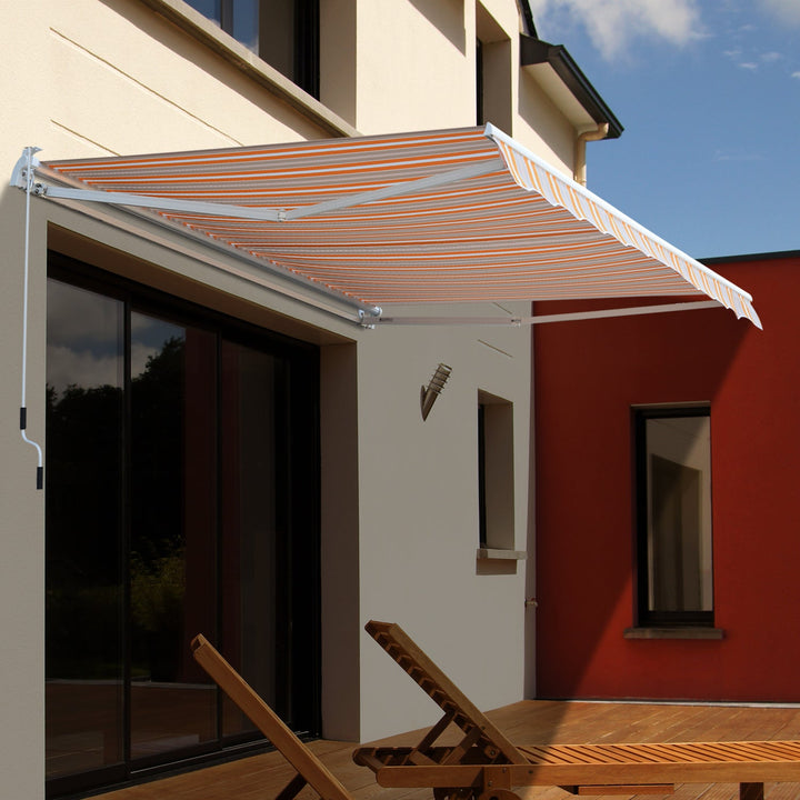 Toldo de Parede 300x250cm cor Branco Bege e Laranja Alumínio