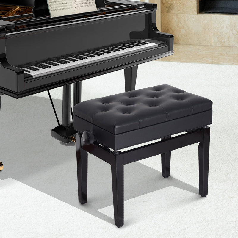 Banco para piano de tamborete com altura ajustável 54.5x33x48-58 cm