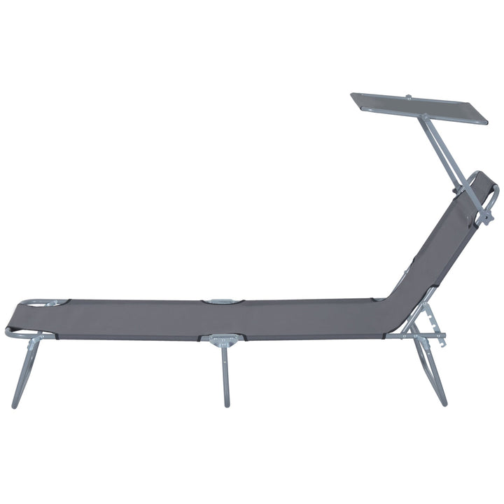 Espreguiçadeira Dobrável Cinzento Oxford Ferro 187x58x27 cm