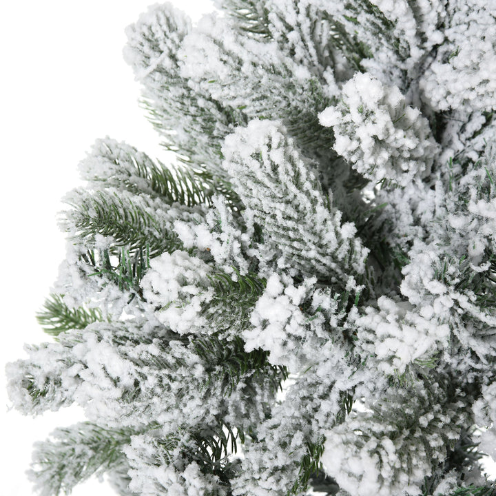 Árvore de Natal Nevada Artificial 150cm com 521 Ramos PVC e PE Base Dobrável e Suporte de Metal Decoração de Natal para Interiores Ø90x150cm Verde e Branco
