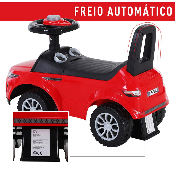 Carro andador para bebé sem Pedais com Alto-falante 60x38x42cm Vermelho