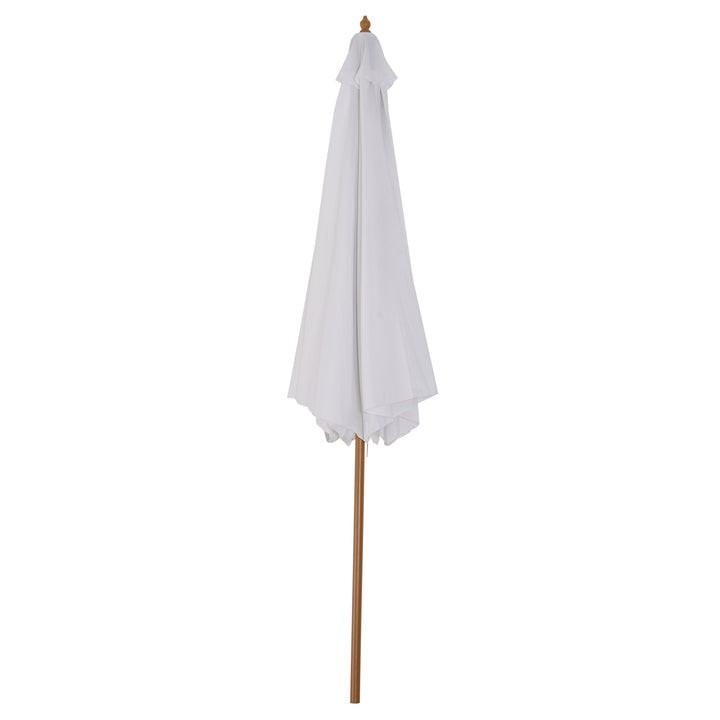 Guarda-sol Parasol Branco Creme Terraço De Madeira Praia Jardim Piscina Camping F300x250 cm
