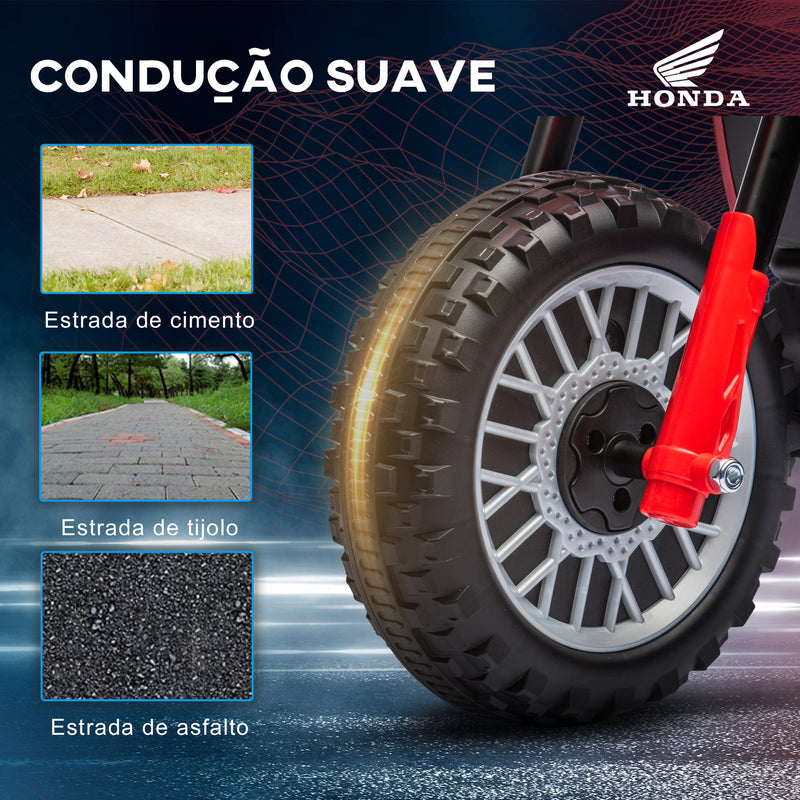 Mota Elétrica com Licença Honda CRF450RL para Crianças acima de 18 Meses Mota de Bateria 6V com Velocidade 3km/h Buzina e Som de Arranque Carga Máxima 25 kg 71x40,5x43,5 cm Vermelho