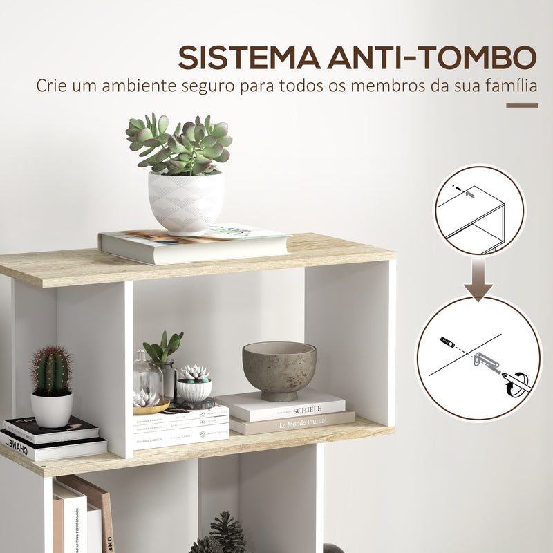 Estante para Livros Estilo Nórdico Estante com 5 Prateleiras Anti-Tombo Carga Máxima 25 kg para Estúdio Escritório Sala de Estar 70x29,5x163 cm Branco e Madeira