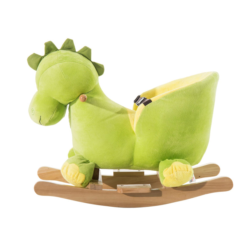 Cavalo de balanço de dinossauro para crianças acima de 18 meses - Verde - 60x33x45 cm