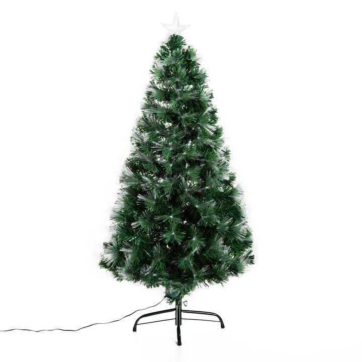Árvore de Natal, Altura 120 cm + Estrela e Fibra Ótica de 7 Cores Árvore Artificial F 66x 120 cm