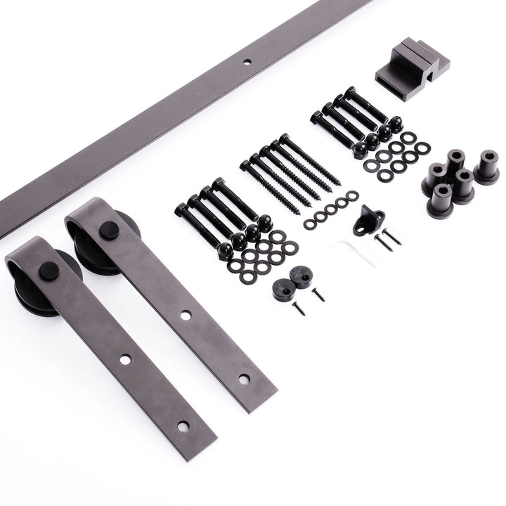 Kit de Instalação de Calha para Porta de Correr sem Obra - Cor Castanho - Aço Carbono – 200 x 4 x 0,8 cm