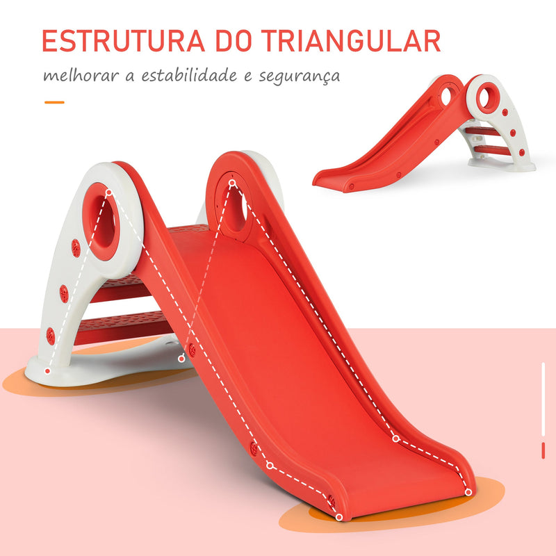 Escorrega infantil para crianças acima de 3 anos dobrável com escada e rampa 120x50x56 cm Vermelho