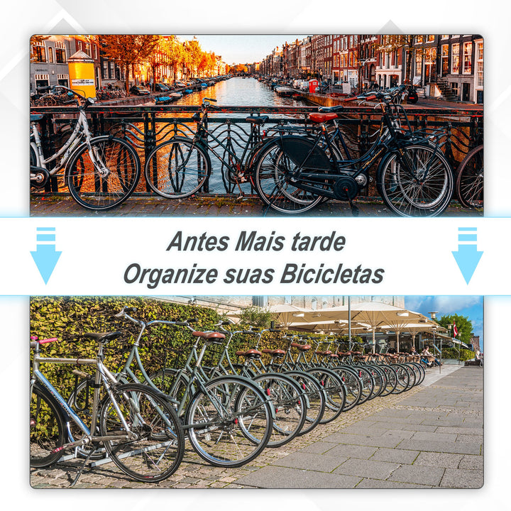 Estacionamento para 3 Bicicletas Suporte de Aço para Estacionar Bicicletas no Chão para Interior e Exterior 76x33x27cm Prata