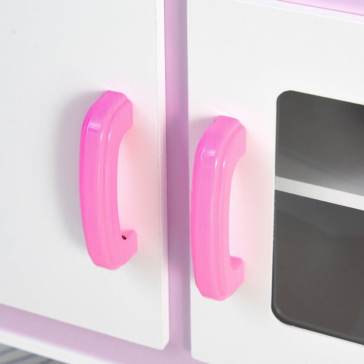 Cozinha de brinquedo para crianças acima de 3 anos brinquedo educativo com espaço de armazenamento acessórios incluídos som 55x 30x 80cm rosa