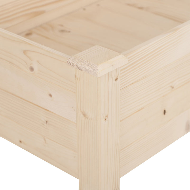 Horta Elevada de Madeira 122,5x56,5x76cm Mesa de Cultivo com Tecido não Tecido e 4 Orifícios de Drenagem para Cultivo de Plantas e Flores Madeira