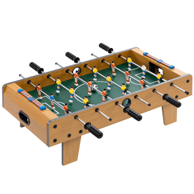 Matraquilho de Mesa para Crianças acima de 6 Anos Jogo de Mesa de Futbol de Madeira com 2 Bolas 6 Varas 2 Marcadores de Pontos 18 Jogadores 69x36,5x22cm Madeira