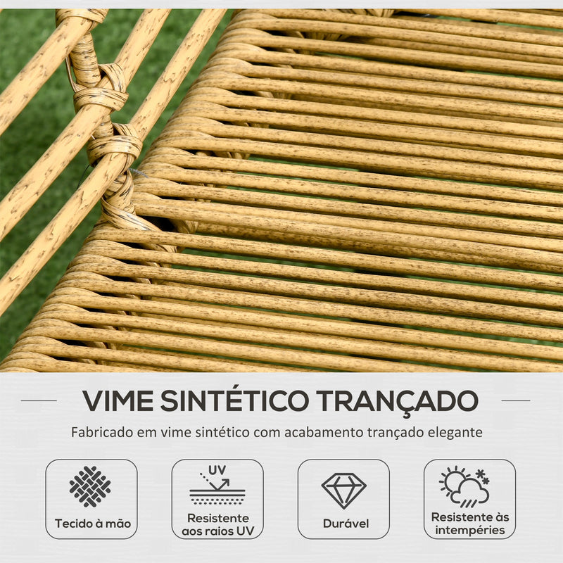 Conjunto de Móveis de Vime para 4 Pessoas Móveis de Jardim de 4 Peças com Sofá de 2 Lugares 2 Poltronas Mesa de Centro e 4 Almofadas para Varanda Pátio Marrom Claro e Cinza Escuro