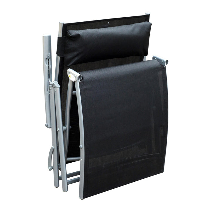 Espreguiçadeira Dobrável Encosto Ajustável para 7 Níveis com Travesseiro Resistente ao Textilene 137x63,5x100,5 cm Aço