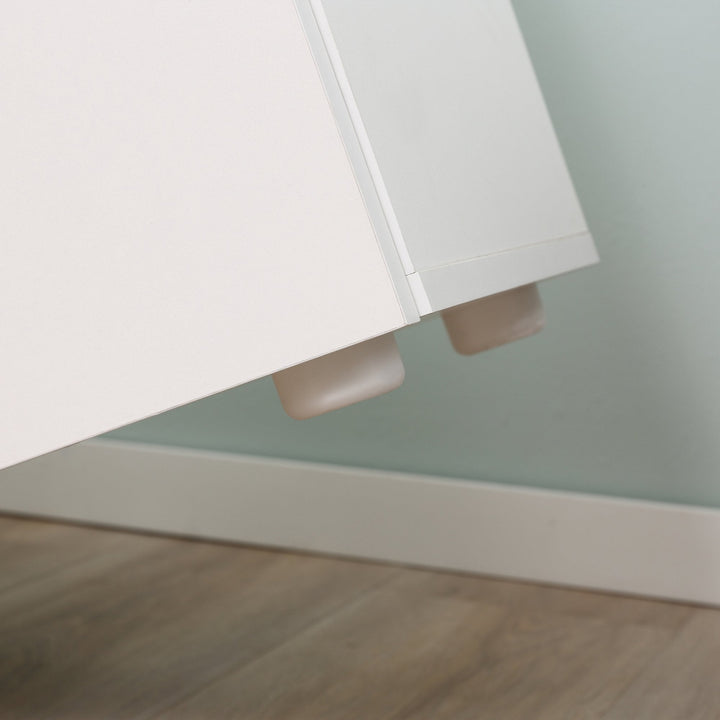 Armário Casa de Banho com 2 Portas e Prateleiras Interiores Ajustáveis Móvel Auxiliar de Madeira Multiuso para Sala de Estar Cozinha Sala de Jantar 60x30x85cm Branco e Madeira Natural