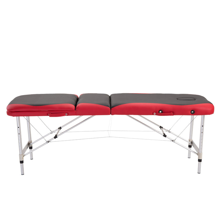 Marquesa de Massagem Alumínio Dobrável 185 x 60 cm Tatuagem Terapia Cama Preto Vermelho