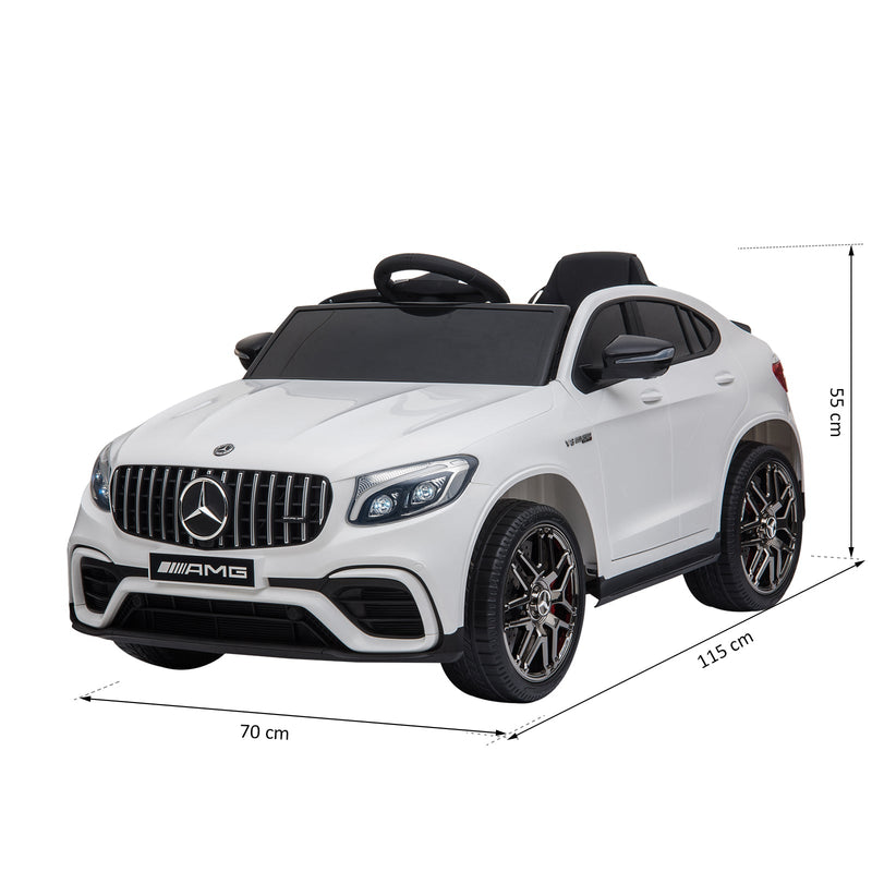 Mercedes AMG Carro elétrico para crianças de a partir de 3 anos com controle remoto com música e luzes Carga 30kg Branco 115x70x55cm