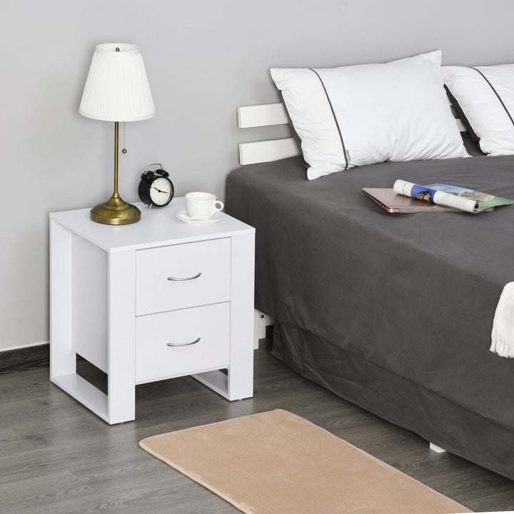 Mesa de Cabeceira com 2 gavetas pés em forma de U 48x39x54 Branco