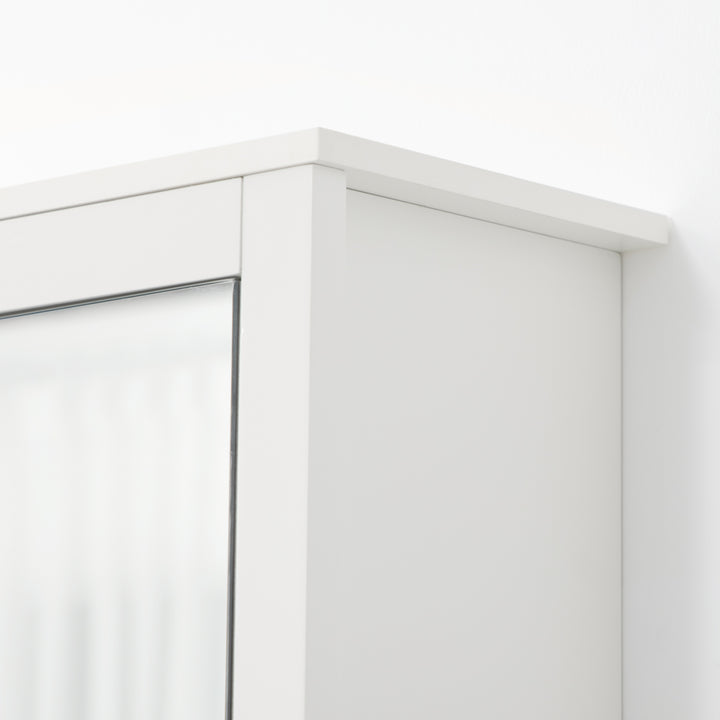 kleankin Armário de Parede para Casa de Banho Armário Suspenso com Espelho para Casa de Banho com 2 Portas e Prateleira de Armazenamento 80x20x65cm Branco