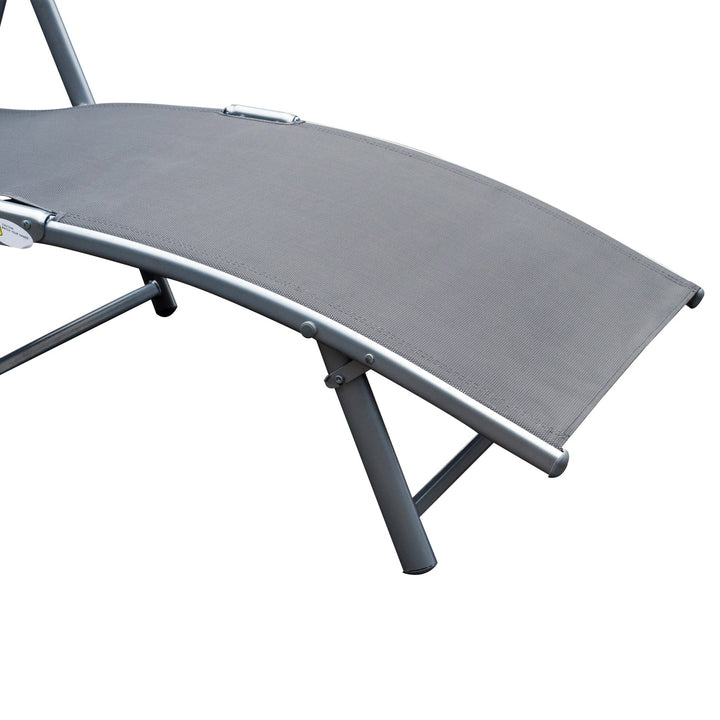 Dobrável Espreguiçadeira Encosto Ajustável para 7 Níveis com Travesseiro Resistente ao Textilene Relaxar na Piscina Exterior Terraço Camping 137x63,5x100,5 cm Aço