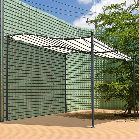 Pérgola para Jardim 297x297x250cm de Parede Curva Aço e Poliéster Creme