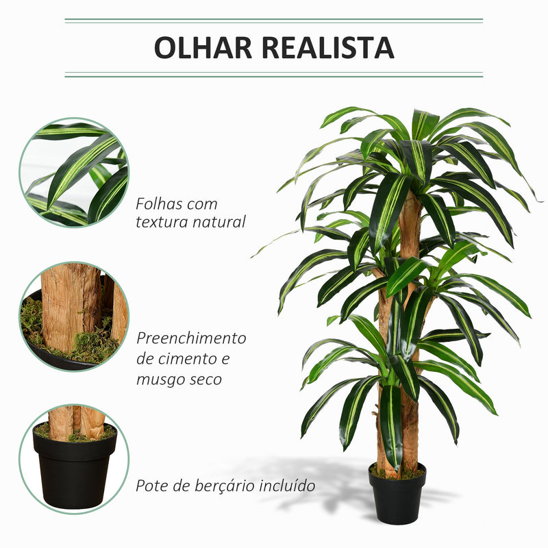 Planta Artificial Decorativa Dracaena com Pote Árvore Sintética 66 Folhas Ø20x160 cm Verde