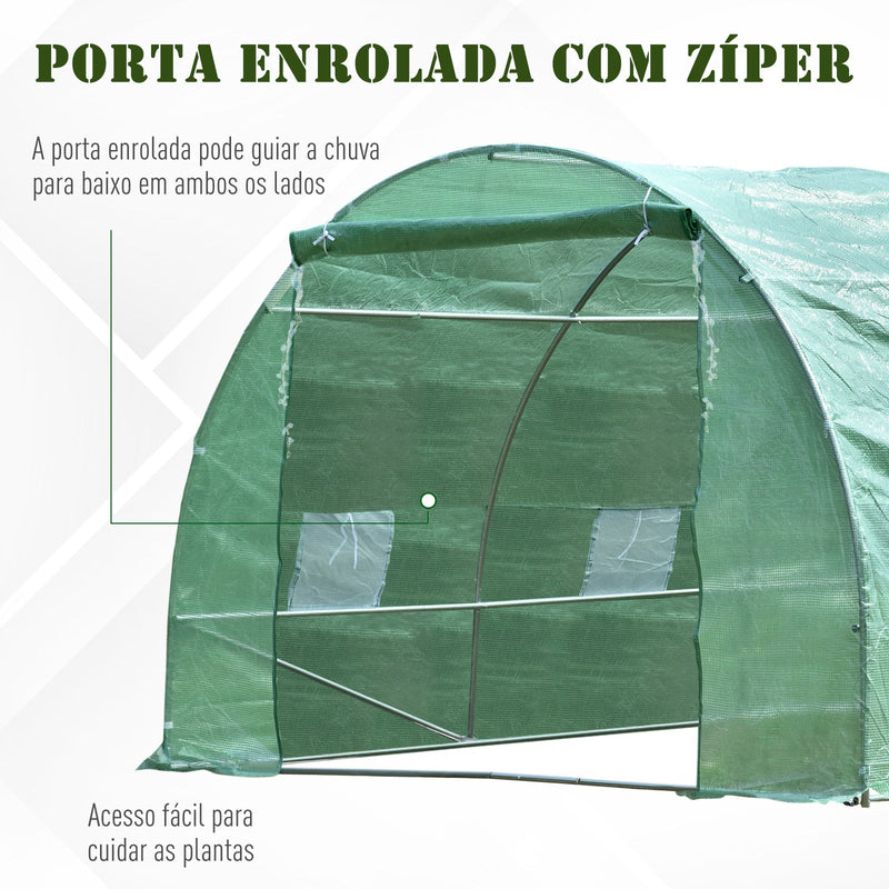 Outsunny Estufa de Jardim para Planta - Cor: Verde - Aço e Polietileno - 6 x 3 x 2 m