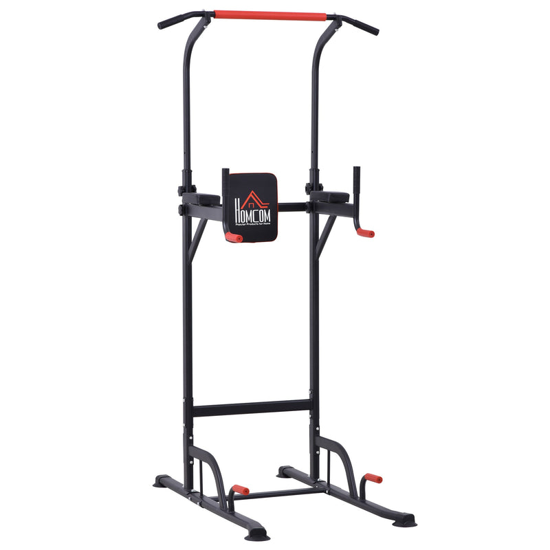 Torre de Exercícios Estação Multifuncional Altura Ajustável com 7 Orifícios para Treinamento Fitness para Casa Academia Escritório Carga Máxima 120kg 123x98x189-239cm Preto e Vermelho