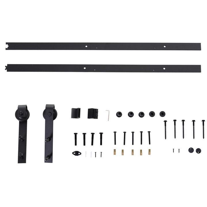 Kit de acessórios para porta de celeiro deslizante Porta de montagem Conjunto de peças de metal Trilhos de rolo de aço carbono