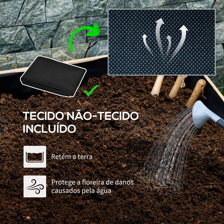 Floreira de Madeira com Rodas Floreira de Jardim para Cultivo com Orifícios de Drenagem e Tecido não Tecido para Cultivos de Flores Plantas em Exterior Varanda 89x48x47 cm Madeira