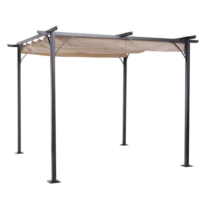 Pérgola para Jardim 3x3m com Telhado Retrátil Tecido de Poliéster Resistente à Água e UV