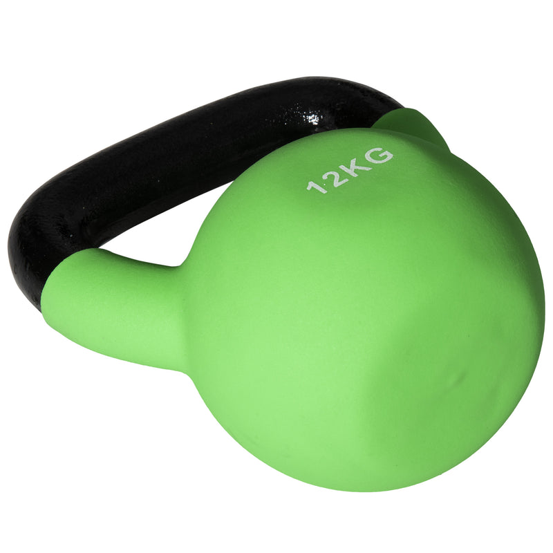 Kettlebell de 12kg de Ferro Fundido Haltere Kettlebell com Revestimento de Neoprene para Treinamento de Força Casa Ginásio 20x13x23cm Verde