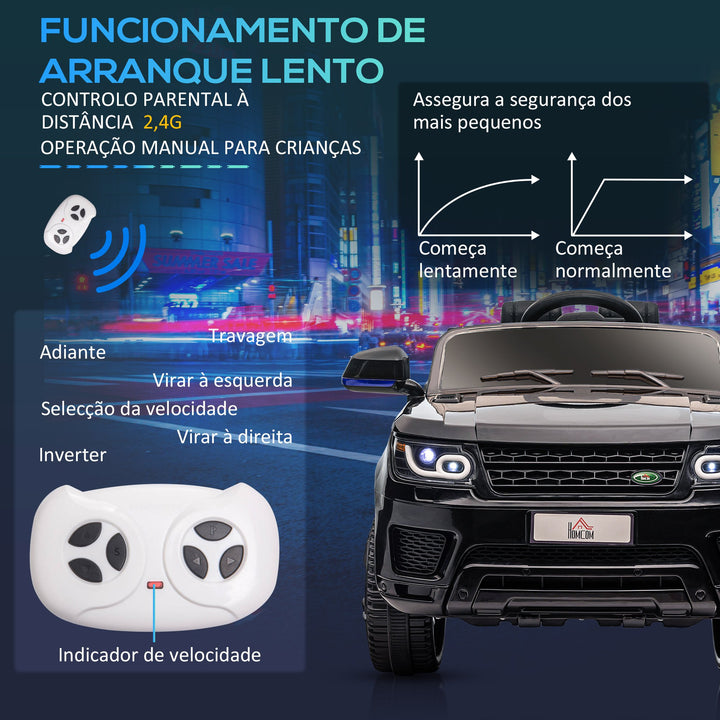 Carro Elétrico SUV para Crianças de 3-6 Anos Carro de Bateria 12V com 2 Motores Controlo Remoto Faróis Buzina Bluetooth Música USB e Abertura de Porta 3-5km/h 110x68x52cm Preto