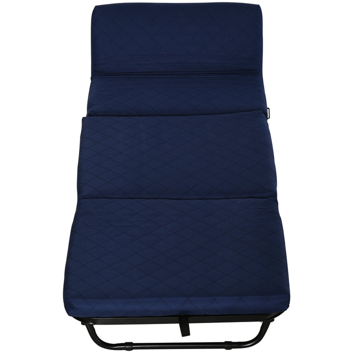 Cama dobrável portátil Cabeceira Ajustável em 5 Níveis de Ângulo Carga máxima 120 kg 184x65x26cm Azul