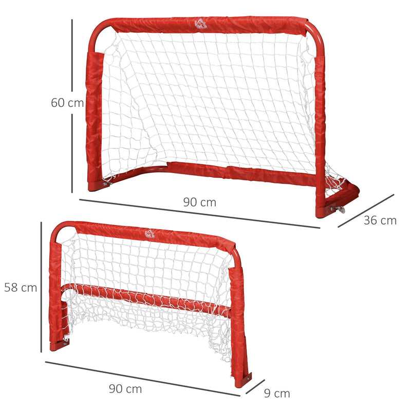 Conjunto de 2 balizas de futebol dobráveis ??com rede Tetrolon 90x36x 60cm vermelho