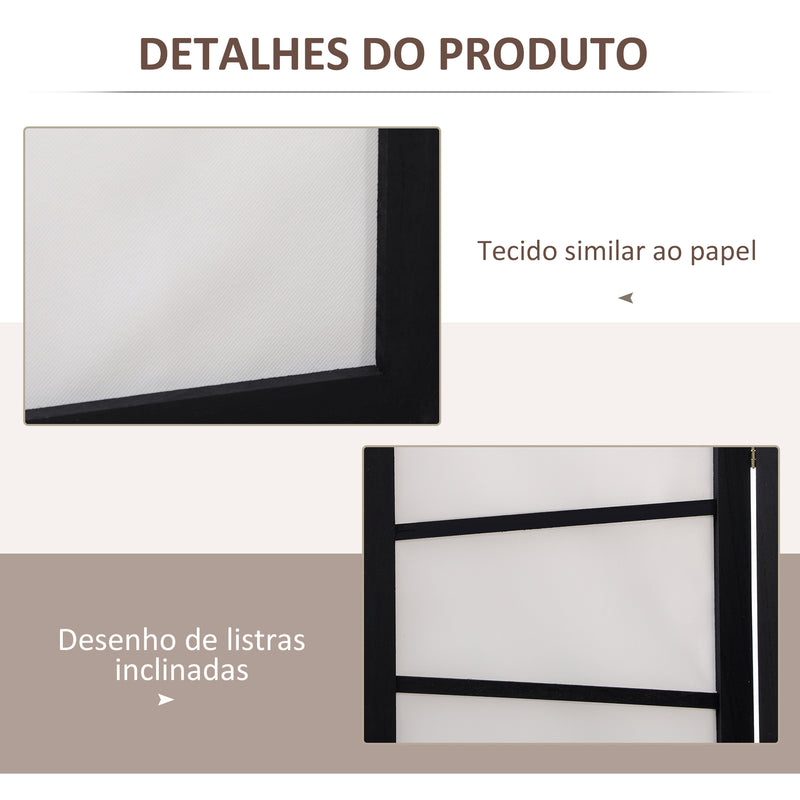 Biombo de 3 Painéis Separador de Ambientes Dobrável 120x170 cm Divisória para Espaços de Madeira Decoração para Escritório Dormitório Sala de Estar Preto e Branco